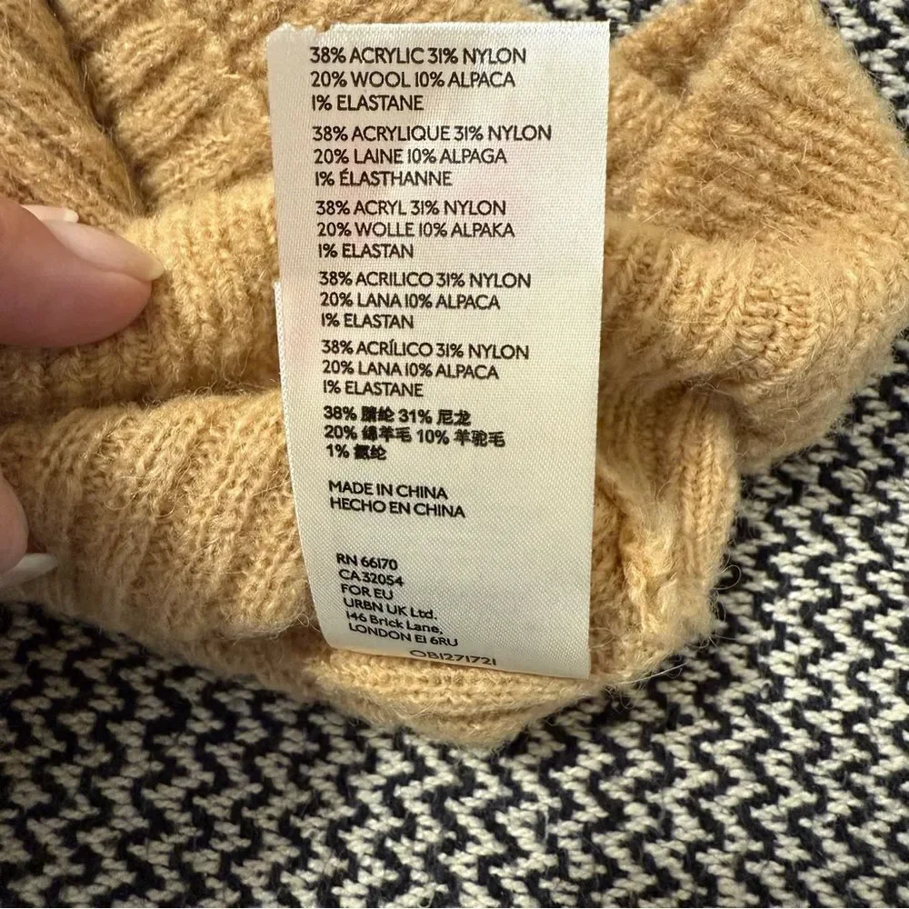 Free People Tan Ribbed MIMOSA CARDIGAN SWEATER